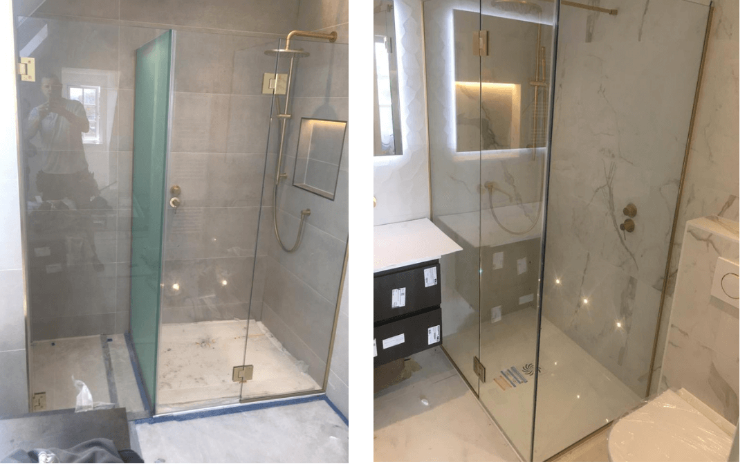 New glass shower cubicle