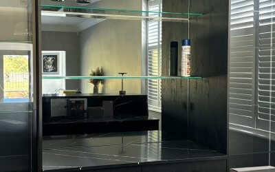 Mirrored Back and Glass Shelves Installation for a Bespoke Cabinet in London